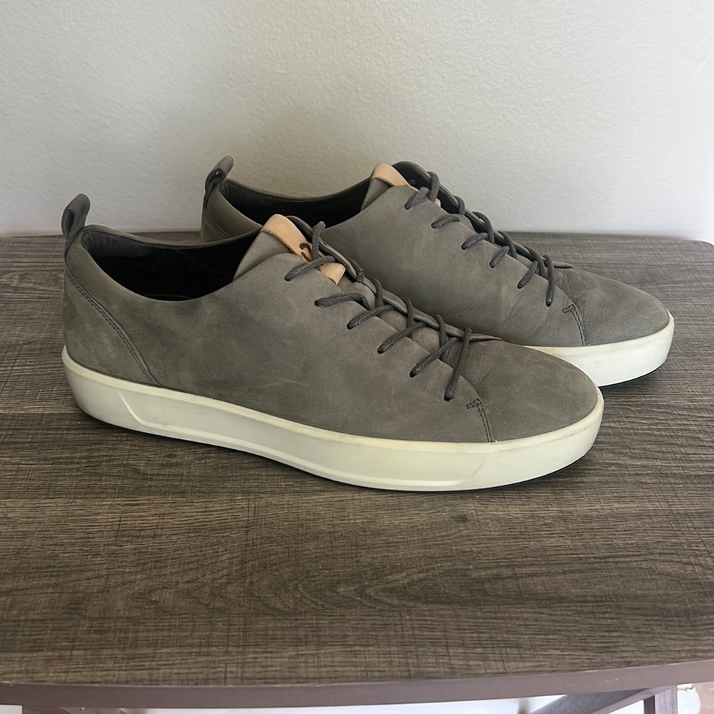 Men’s ECCO Soft Suede Causal Lace Up Shoe Grey Size 10